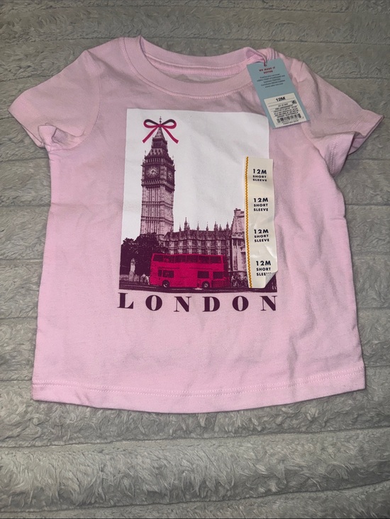 Cat & Jack Other - Cat & Jack Pink London Graphic Tee with Fuchsia Bus